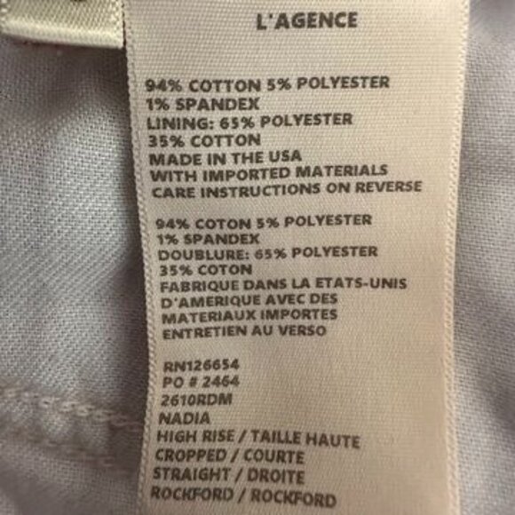 L'AGENCE Nadia Straight Cropped Jeans Rockford Light Wash Denim Sz 26 High Rise - Picture 10 of 13